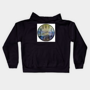 Clock face - Smoky Mountains Grunge Turqouise Blue Violet Option Kids Hoodie